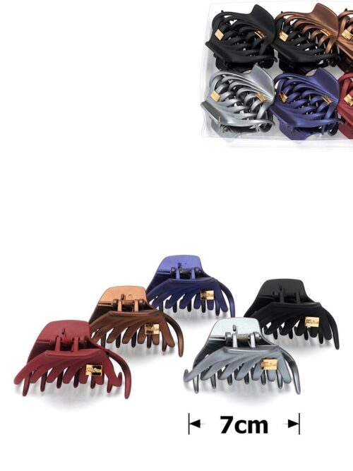 Заколка/краб для волосся 7 см пластик мікс кольорів