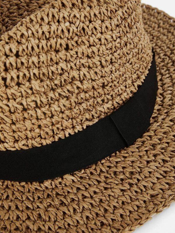 Капелюх Primark солом'яний гачкований зі стрічкою мокко