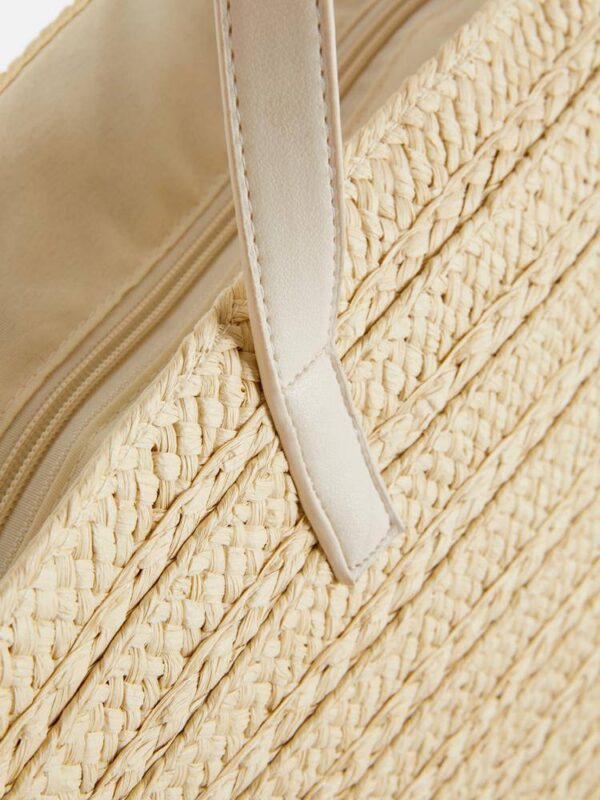 Сумка-шоппер плетена солома Primark молочна з коричневими ручками