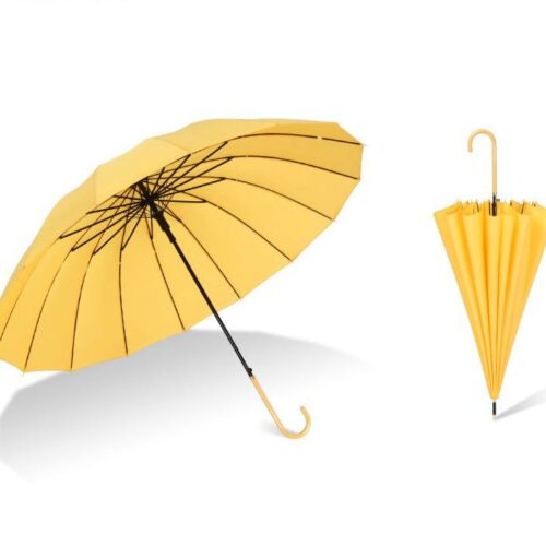 Парасоля-трость півавтомат однотонна з ручкою-гачком 16 спиць/D105 см/ антивітер