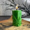 Свічка воскова "Лист коноплі" 5C 7 см зелена