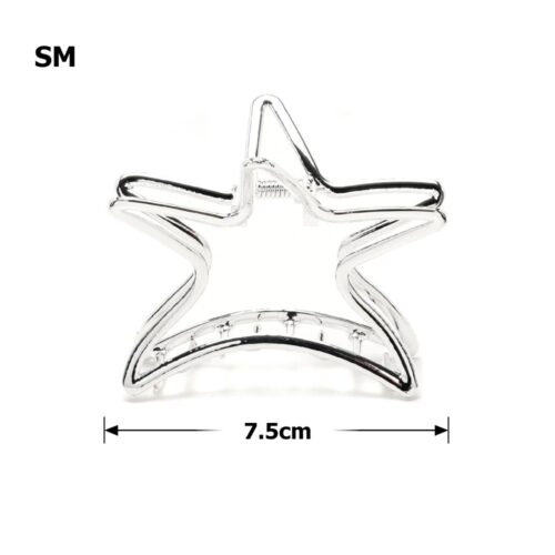 Заколка/краб для волосся "Зірка" металева 7,5 см срібна