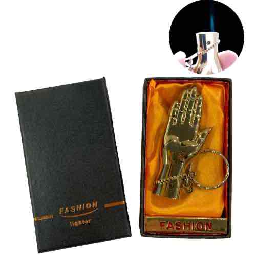 Запальничка-брелок "Рука" золота в подарунковій коробці