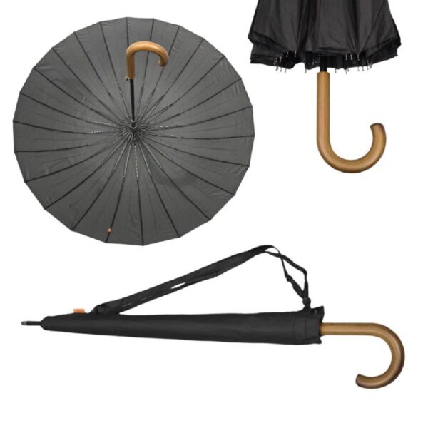 Парасоля-трость чоловіча півавтомат Frei Regen 24 спиці/ 110 см/ антивітер + чохол-пістолет