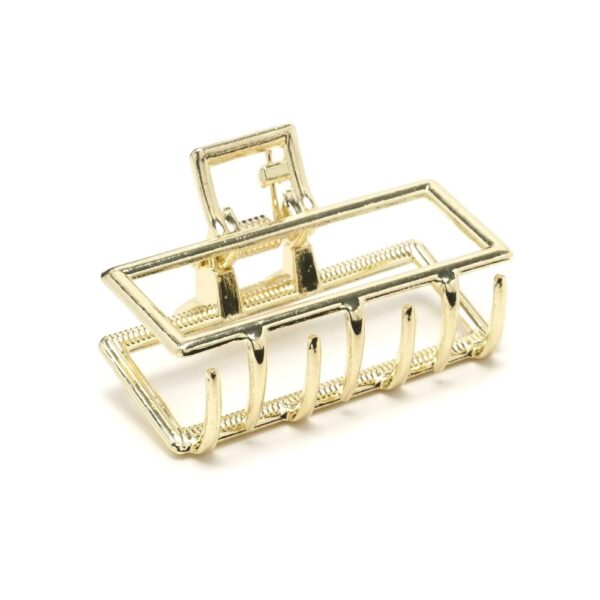 Заколка/краб для волосся металева прямокутна 4,4 см золота блискуча/матова