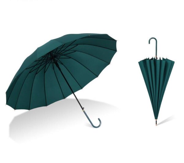 Парасоля-трость півавтомат однотонна з ручкою-гачком 16 спиць/D105 см/ антивітер