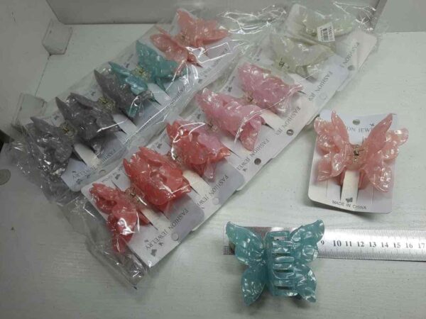 Заколка-краб для волосся "Метелик" перламутровий 7 см