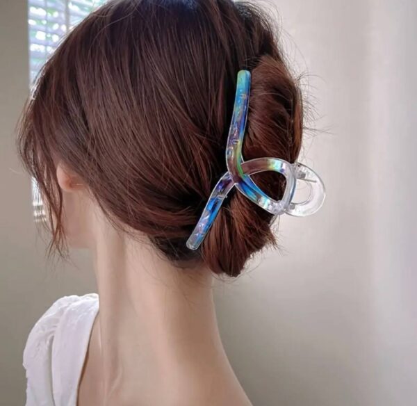 Заколка-краб для волосся "Fashion" прозора райдужна мікс 12 см