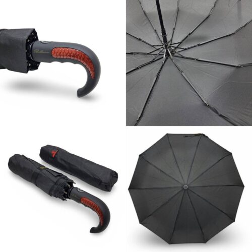 Парасоля компактна чоловіча півавтомат Bellissimo 100 см/ 10 спиць/ антивітер однотонна чорна