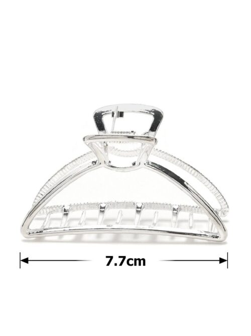 Заколка/краб для волосся металева овальна 7,7 см срібна