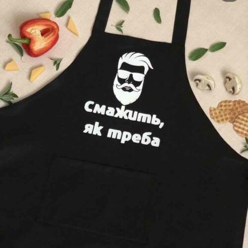 Фартух кухонний з творчим логотипом, чорний