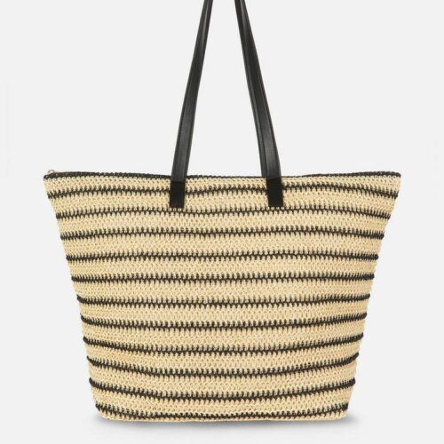 Сумка-шоппер пляжна Primark плетена солома беж-чорна