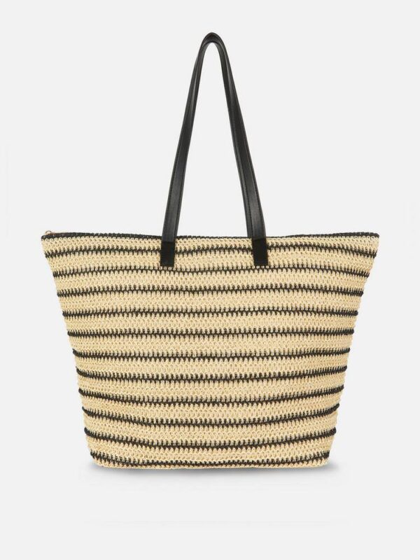 Сумка-шоппер пляжна Primark плетена солома беж-чорна