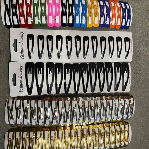 Заколка тік-так трикутна металева глянцева золота/срібна/кольорова 5 см 1 шт