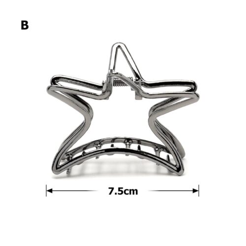 Заколка/краб для волосся "Зірка" металева 7,5 см графітова