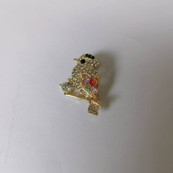 Брошка "Пташка" стрази камінці металева