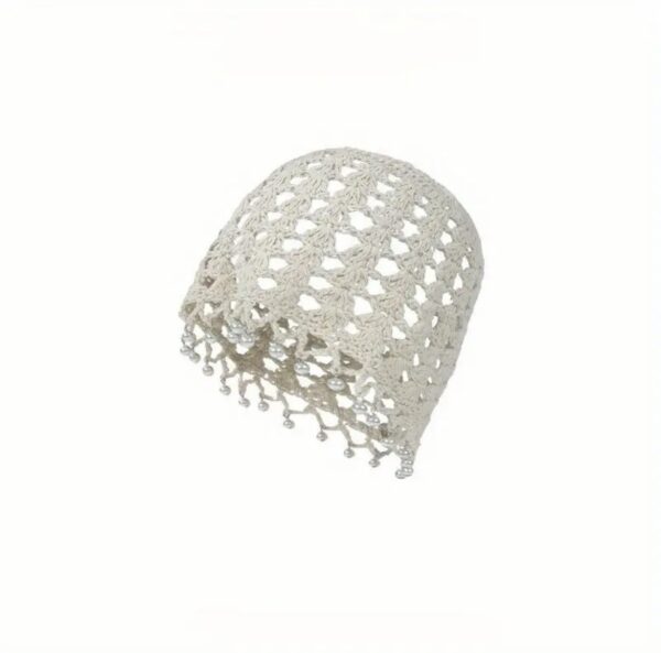 Шапочка в стилі Бохо/ Богема в'язана з перлинами мікс кольорів