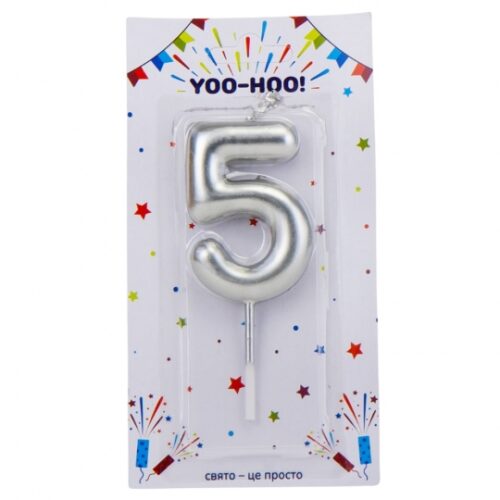 Свічка-цифра для торта срібна (0-9 мікс) 10 см