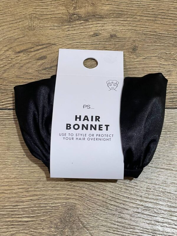 96e1c685-2f6f-4c3b-8d31-d1f83edcff73.jpg Шапочка для сну Hair Bonnet Primark для захисту волосся атласна чорна