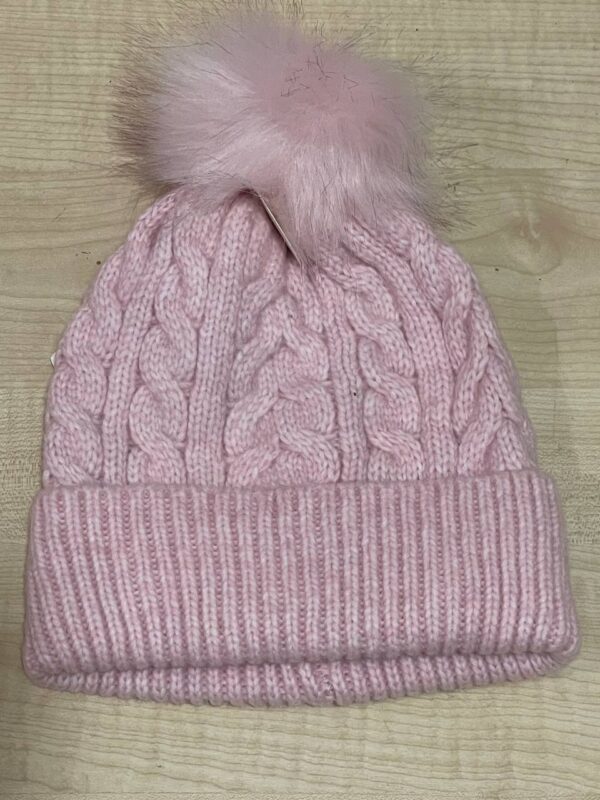 Шапка-біні жіноча "Косичка" Primark з помпоном рожева