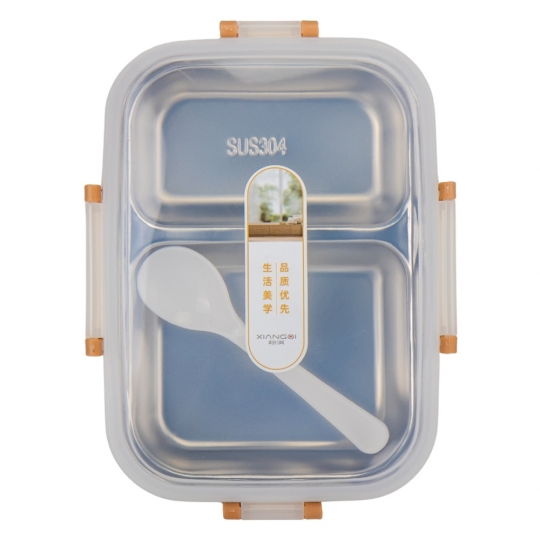 Ланч-бокс однорівневий на 2 відсіки з ложкою 22 см