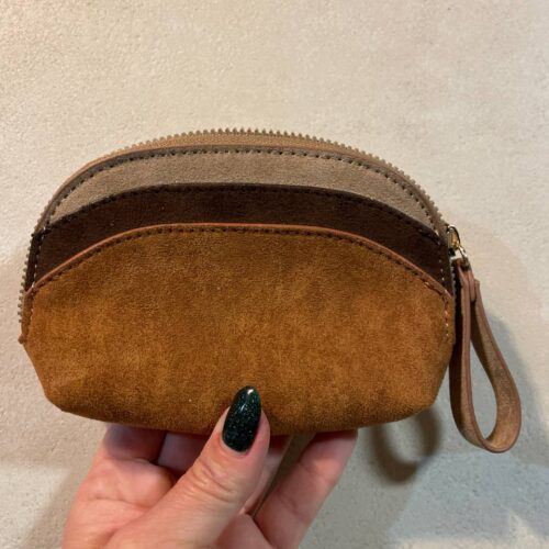 Гаманець компактний з ефектом замші Primark округлий коричневий