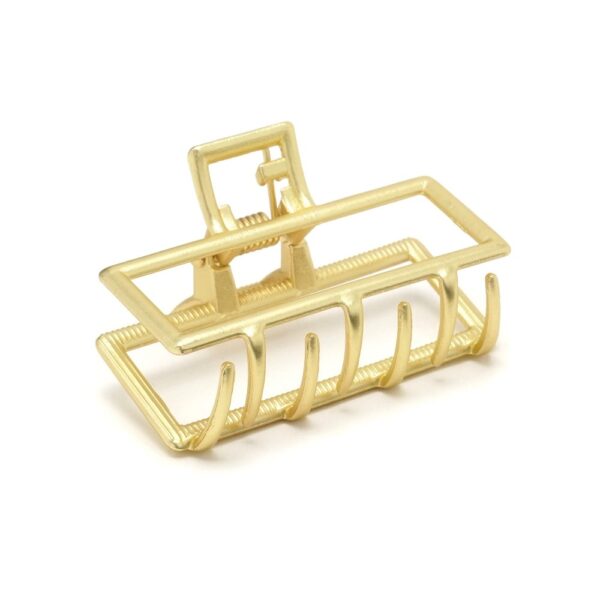 Заколка/краб для волосся металева прямокутна 4,4 см золота блискуча/матова