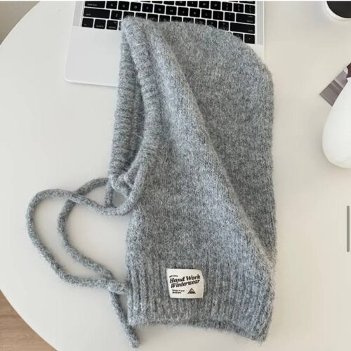 Шапка-балаклава жіноча з регулюванням в'язана сіра