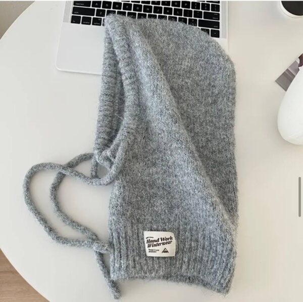 Шапка-балаклава жіноча з регулюванням в'язана сіра