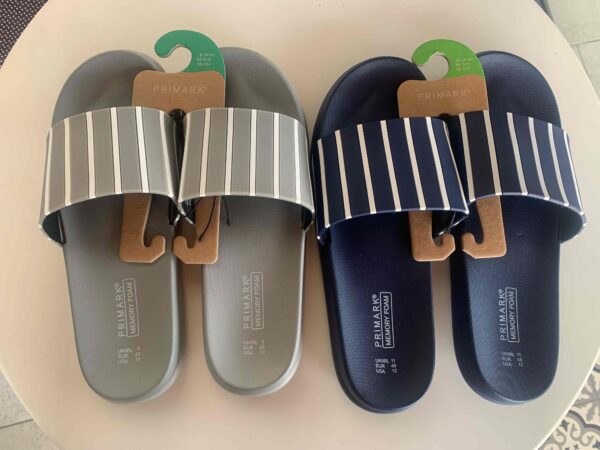 Шльопанці чоловічі резинові Primark сині/сірі в полоску