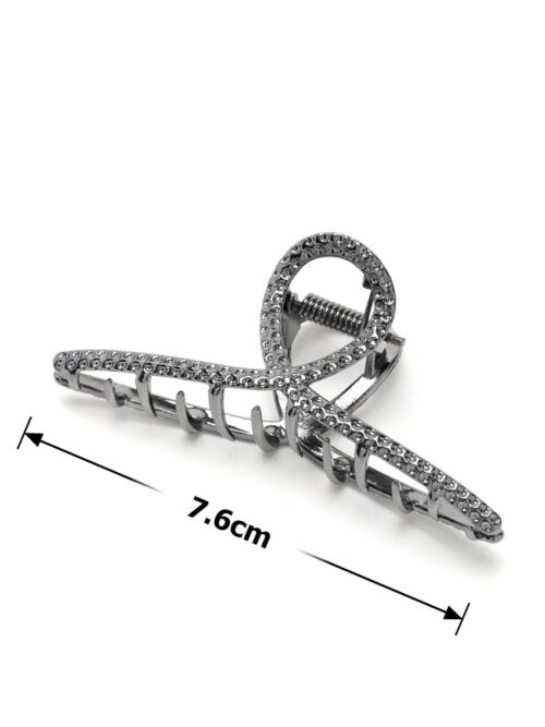 Заколка/краб для волосся "Петля" металева 7,6 см графітова