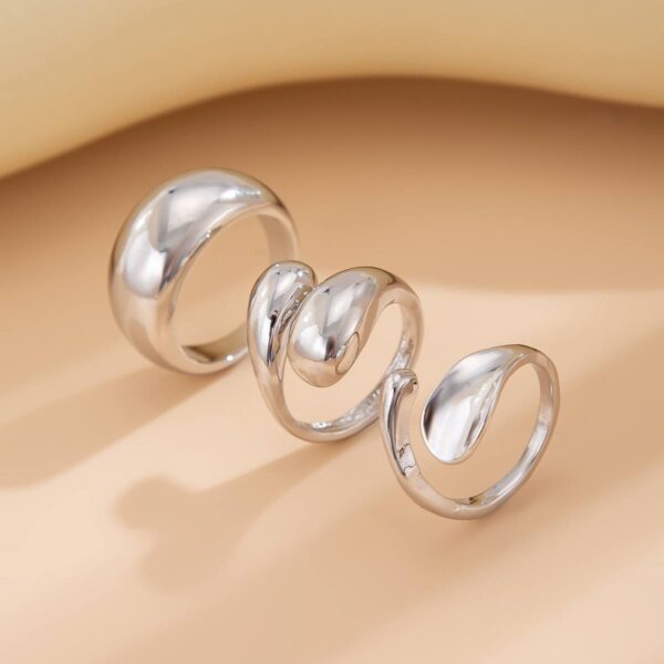 Каблучка жіноча "Геометрична" дута мікс дизайнів срібна/ 1шт (10296)