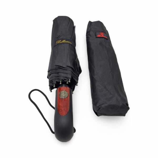 Парасоля компактна чоловіча півавтомат Bellissimo 99 см/ 10 спиць/ антивітер однотонна чорна