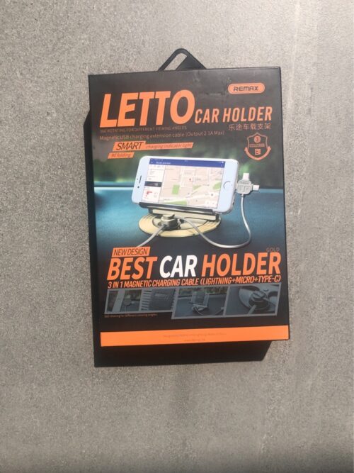 REMAX CAR HOLDER LETTO 3 in 1, кабель iPhone/Micro USB/TYPE C