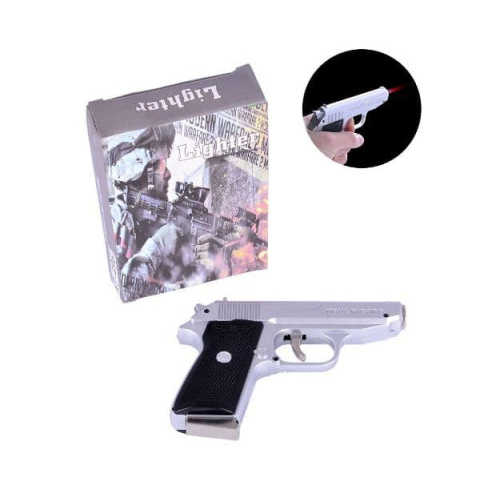 Запальничка "Пістолет Walther 4967" з викидним ножем срібний