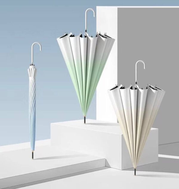 Парасоля-трость півавтомат омбре з ручкою-гачком 16 спиць/антивітер D 105 см