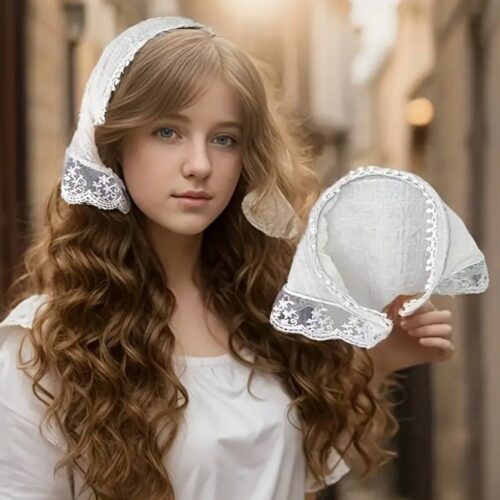 Хустина на обручі в стилі Бохо/ Богема з мереживом мікс кольорів