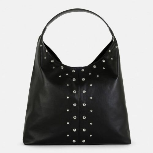 Сумка-Хобо/ Шоппер Primark з еко-шкіри чорна з декоративними закльопками