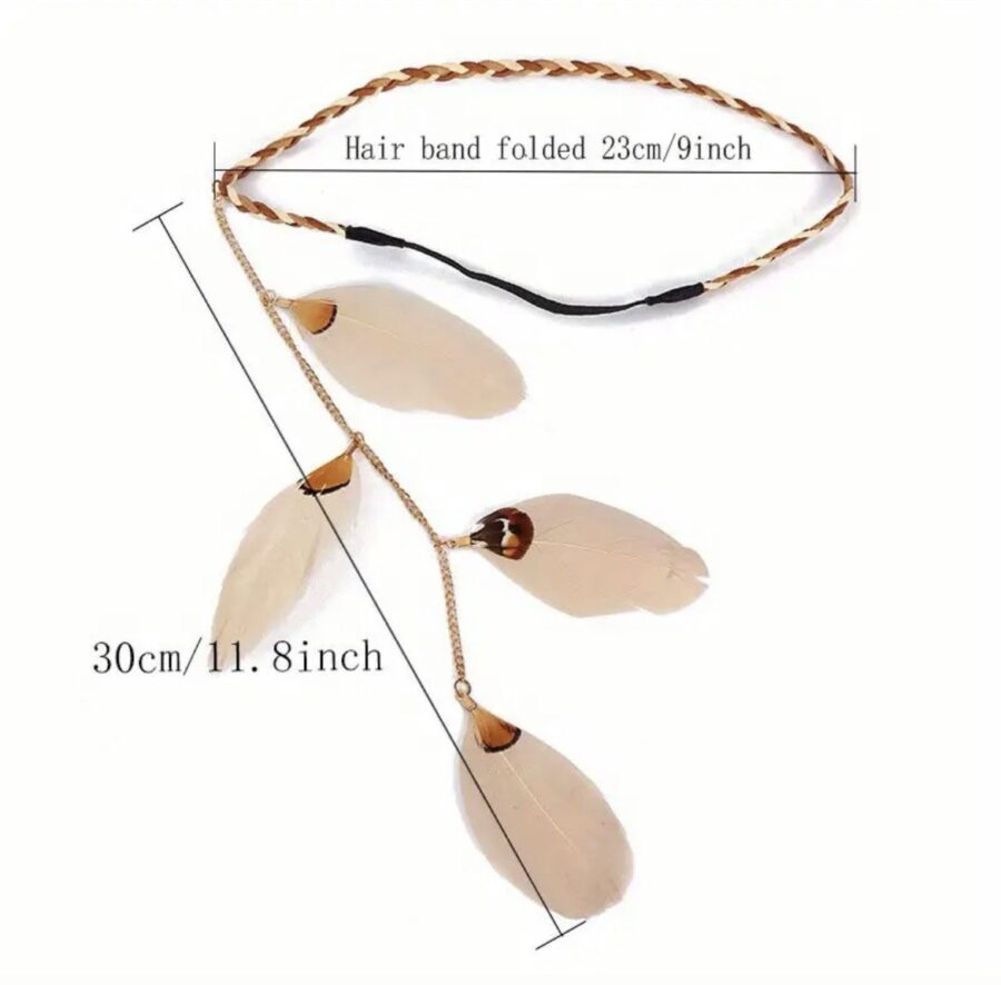 Прикраса для волосся в стилі Бохо/ Богема з пір'ям