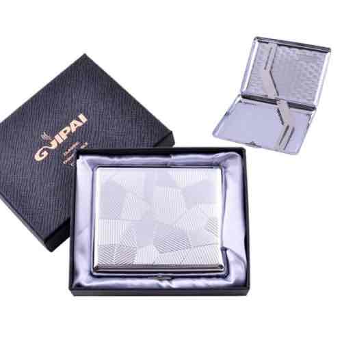 Портсигар класичний "GVIPAI" на 20 сигарет у подарунковій коробці срібний