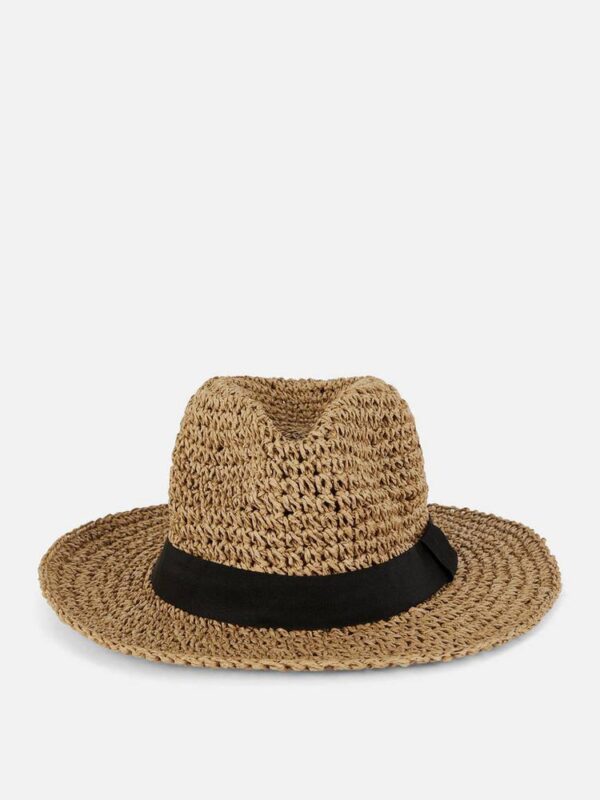 Капелюх Primark солом'яний гачкований зі стрічкою мокко