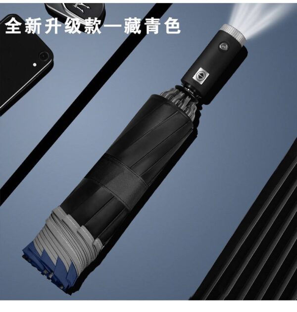 Парасоля компактна зворот. склад. автомат 10*2 спиць/D 105 см з ліхтариком і світловідбивною смугою