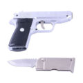 Запальничка "Пістолет Walther 4967" з викидним ножем срібний
