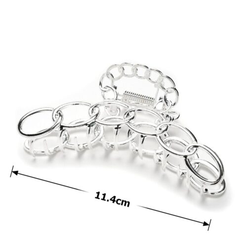 Заколка/краб для волосся "Ланцюг" металева 11,4 см срібна