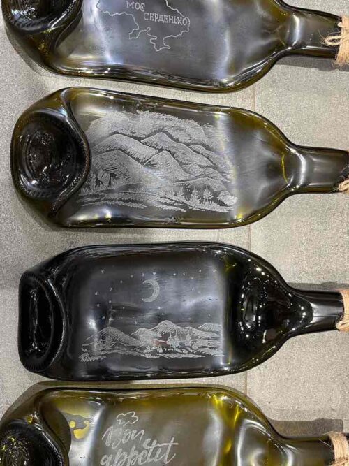 Тарілочка-пляшка для закусок "Wine" з гравіюванням