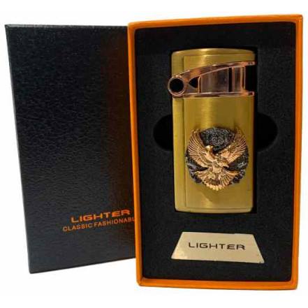 Запальничка "Орел" Jiebao золотий в подарунковій упаковці (турбо полум'я)