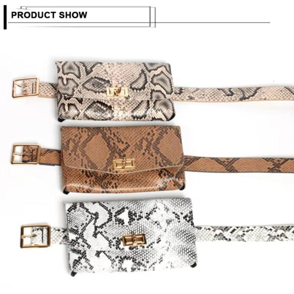 Сумочка жіноча поясна зміїний принт еко-шкіра коричнева