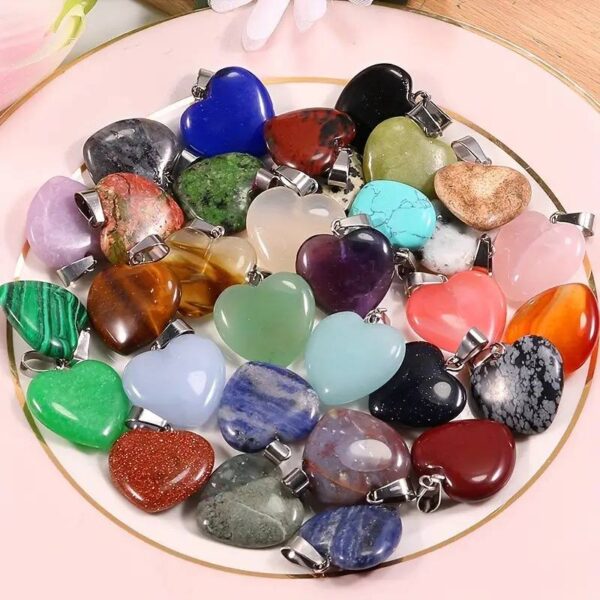 Кулон "Серце" з натур. кам. мікс каменів