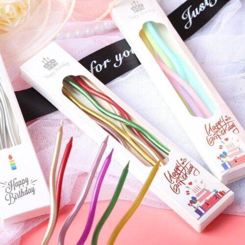 Свічки для торта "Коктейльні/ спіраль" Happy мікс кольорів 16 см 6 шт