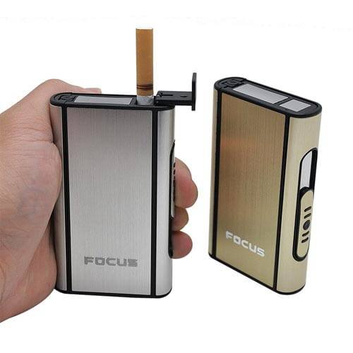 Портсигар із викидом сигарет "FOCUS" срібний